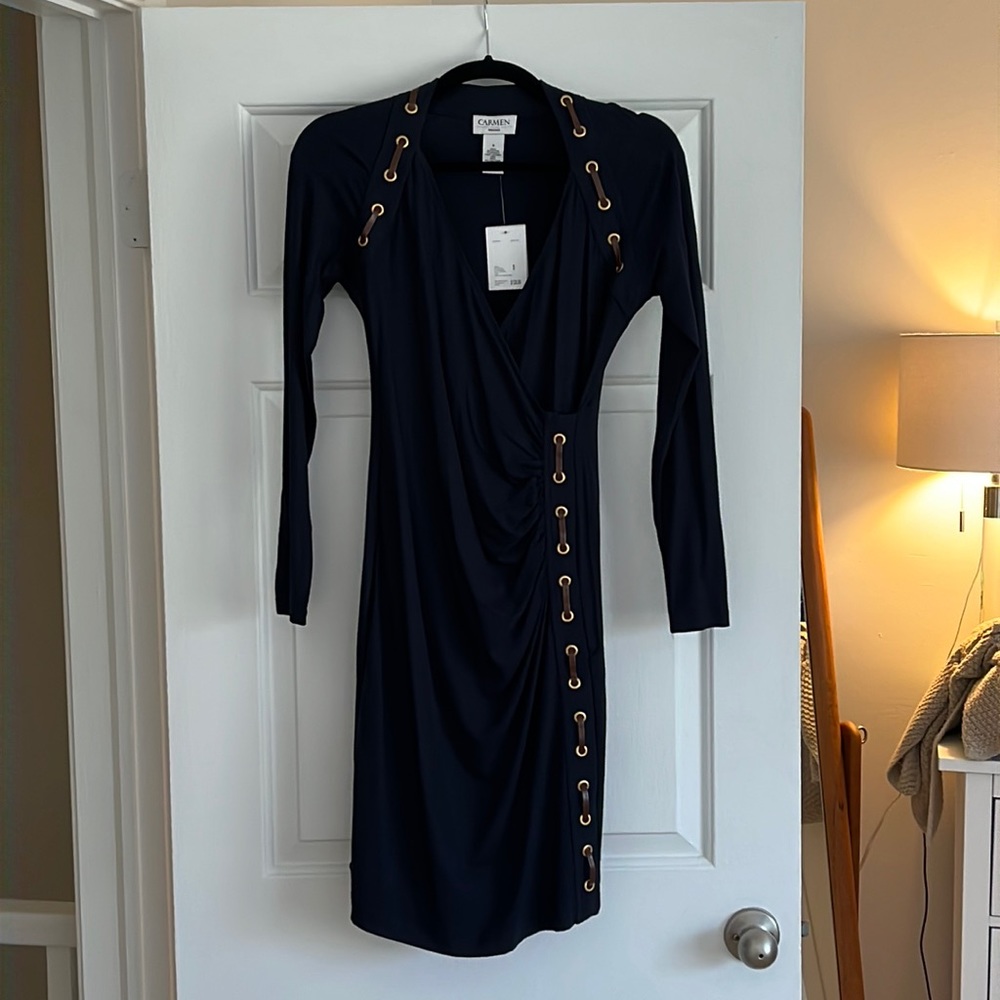 Carmen Marc Valvo Navy Dress